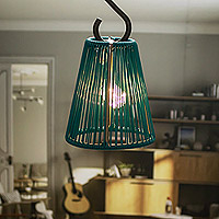 Hanging lampshade, 'Green Frustum' - Guatemalan Handmade Hanging Light Fixture Lampshade