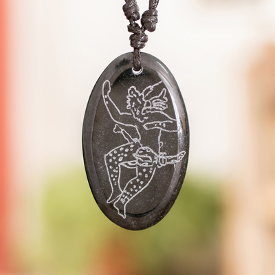 Halskette mit Jade-Anhänger - Verstellbare Unisex-Halskette mit Jade-Anhänger im Maya-Stil