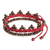 Beaded macrame bracelets, 'Red Joy' (Pair) - Pair of Beaded Macrame Bracelets Handmade in Guatemala