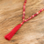 Long beaded tassel necklace, 'Sea Crystals in Red' - Handmade Agate and Crystal Beaded Red Long Tassel Necklace