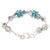 Crystal link bracelet, 'Crystals of Hope' - Costa Rican Silver-Toned Copper Wire Crystal Link Bracelet