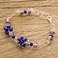 Crystal link bracelet, 'Blue Crystals of Hope' - Crystal Link Bracelet from Costa Rica