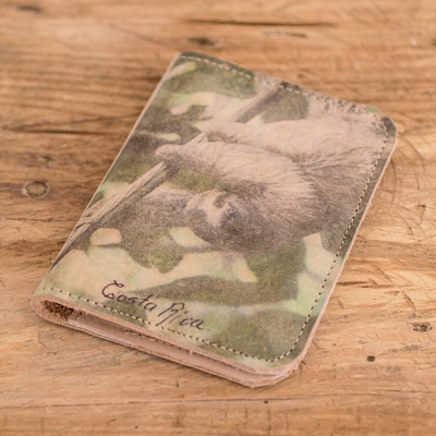 Printed leather passport holder