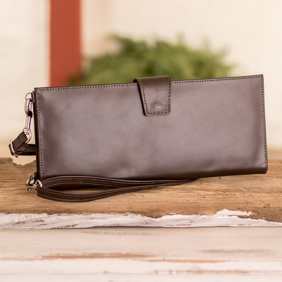 Leather wallet, 'Family Tradition in Brown' - Handcrafted Brown Leather Wallet from Costa Rica