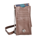 Leather cellphone wallet, 'Handy Elegance in Chocolate' - Handcrafted Chocolate Leather Cellphone Wallet