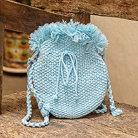 Cotton blend sling bag, 'Sweet Cotton' - Handloomed Eco-Friendly Sky Blue Sling Bag from Costa Rica