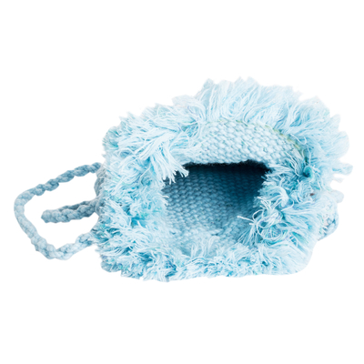 Umhängetasche aus Baumwollmischung - Handgewebte, umweltfreundliche himmelblaue Umhängetasche aus Costa Rica
