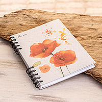 Sugarcane paper journal, 'Poppies' - Art Print Recycled Paper Journal