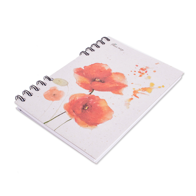 Sugarcane paper journal, 'Poppies' - Art Print Recycled Paper Journal