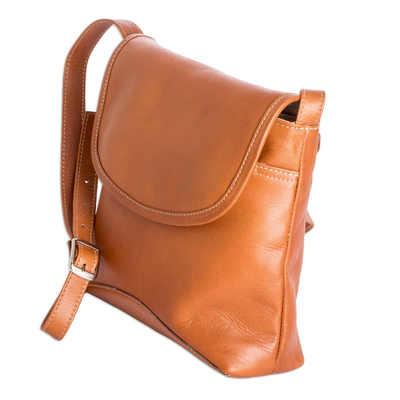 Leather shoulder bag, 'Feminine Style' - Costa Rican 100% Leather Shoulder Bag with Magnetic Snap