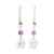Sterling silver beaded dangle earrings, 'Purple Daisies' - Crystal Beaded 925 Sterling Silver Floral Dangle Earrings (image 2a) thumbail