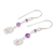 Sterling silver beaded dangle earrings, 'Purple Daisies' - Crystal Beaded 925 Sterling Silver Floral Dangle Earrings (image 2c) thumbail