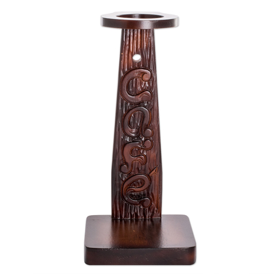 Wood single-serve drip coffee stand, 'Café' - Hand Carved Drip Coffee Stand for One