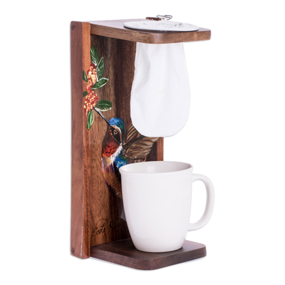 Hand-Painted Costa Rican Coffee Stand - Coffee with Hummingbirds