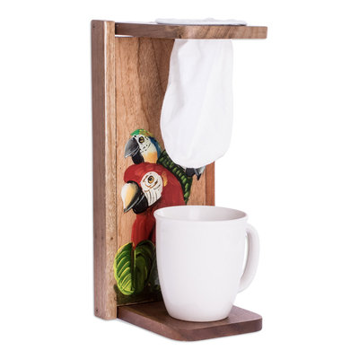 Einzelportions-Kaffeeständer aus Holz - Einzelportions-Kaffeeständer mit Vogelmotiv