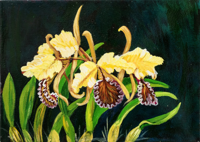 'Flowers' - Floral Oil Painting from Costa Rica