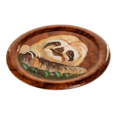 Placa de madera decorativa - Plato decorativo artesanal de madera de cedro.