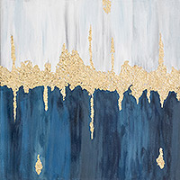 'Deep Blue' - Gold-Accented Abstract Acrylic Painting