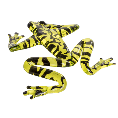 Kunstglasfigur - Handgefertigte gelbköpfige Pfeilfroschfigur aus Costa Rica