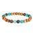 Gemstone and wood beaded stretch bracelet, 'Boho Essential' - Bracelet Handmade with Aquamarine Amazonite Ash Wood Beads