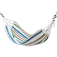 Recycled cotton blend hammock, 'Relaxing Summer' (single)