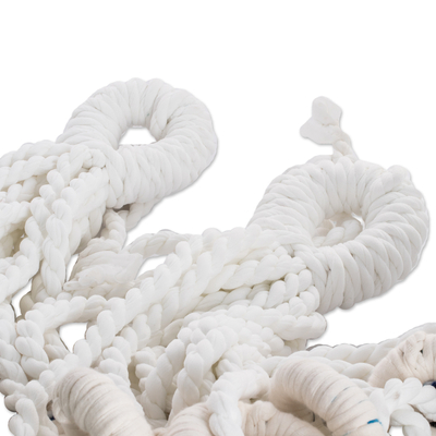 Hamaca de mezcla de algodón reciclado, algodón (individual) - Hamaca individual de mezcla de reciclado a rayas tejida a mano