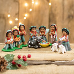 Ceramic nativity scene, 'Christmas in Santa Catalina' (12 pieces) - Traditional Guatemalan Ceramic Nativity Scene (12 Pieces)