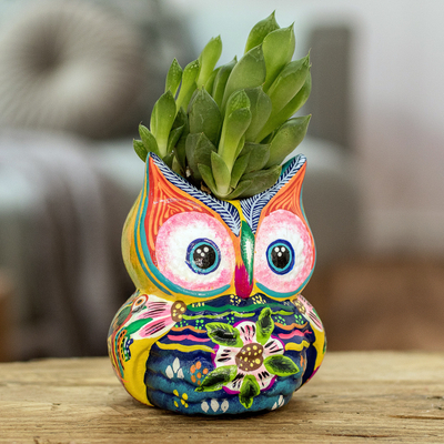 Mini-Blumentopf aus Keramik - Handbemalter Mini-Blumentopf aus Keramik aus Guatemala