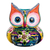 Ceramic mini flower pot, 'Herbaceous Owl' - Handpainted Mini Ceramic Flower Pot from Guatemala