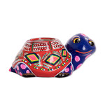 Ceramic mini flower pot, 'Herbaceous Tortoise' - Cute Miniature Turtle Ceramic Flower Pot from Guatemala