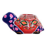 Ceramic mini flower pot, 'Herbaceous Tortoise' - Cute Miniature Turtle Ceramic Flower Pot from Guatemala