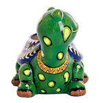 Small ceramic flower pot, 'Mountain Turtle' - Hand-Painted Small Turtle Ceramic Flower Pot from Guatemala