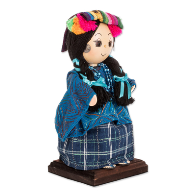 Wood decorative doll, 'Santa Catarina Tradition' - Decorative Doll Handcrafted with Pine Wood and 100% Cotton