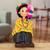 Wood decorative doll, 'Xela Celebration' - Handmade Guatemalan Decorative Wood Doll with Yellow Huipil
