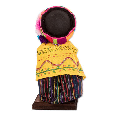 Worry Dolls in Traditional Yellow Balsa Wood Box from Guatemala