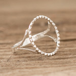 Sterling silver cocktail ring, 'Textured Hoop' - Hoop-shaped Sterling Silver Cocktail Ring Made in Guatemala