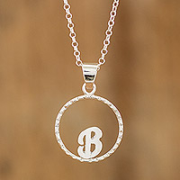 Halskette mit Anhänger aus Sterlingsilber, „Circled B“ – Halskette mit Initialenanhänger aus 925er Sterlingsilber