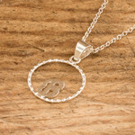 Sterling silver pendant necklace, 'Circled B' - Initial Pendant Necklace Made with 925 Sterling Silver