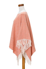 Cotton poncho, 'Orange Sand' - Handloomed Cotton Poncho in Orange Tones from El Salvador