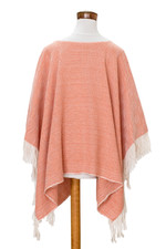Cotton poncho, 'Orange Sand' - Handloomed Cotton Poncho in Orange Tones from El Salvador