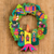 Wood Christmas wreath, 'Merry Green' - Hand Painted Wood Christmas Wreath from El Salvador thumbail