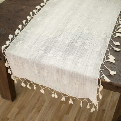 Camino de mesa de algodón - Camino de mesa de algodón sin blanquear hecho a mano en Guatemala
