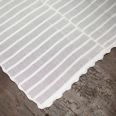 Tischdekoration aus Baumwolle - Tischdekoration aus weißer Baumwolle, handgefertigt in Guatemala