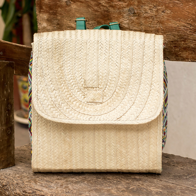Rucksack aus Naturfaser und Baumwolle - Handgefertigter Rucksack aus Palmfaser und Baumwolle