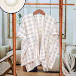 Cotton ruana, 'Grey Cojutepeque Stripes' - Striped Grey Ruana Made with 100% Cotton in El Salvador