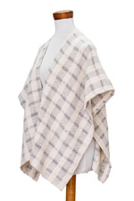 Cotton ruana, 'Grey Cojutepeque Stripes' - Striped Grey Ruana Made with 100% Cotton in El Salvador