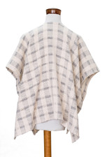 Cotton ruana, 'Grey Cojutepeque Stripes' - Striped Grey Ruana Made with 100% Cotton in El Salvador