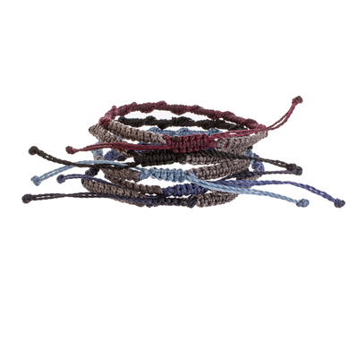 Macrame bracelets, 'Nightfall' (set of 5) - Handmade Assorted Muted colour Macrame Bracelets (Set of 5)