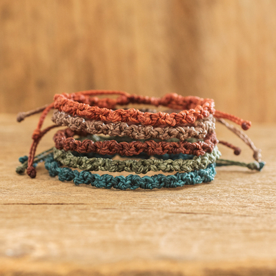 Set of 5 Handmade Assorted Relaxed colour Macrame Bracelets