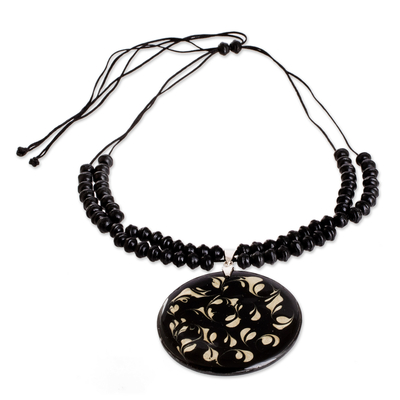 Art glass pendant necklace, 'Bicolor Dream' - Flower Themed Art Glass Pendant Necklace from Costa Rica